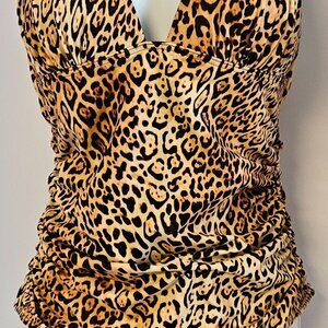 Victoria Secret Swimwear Medium One Piece Pleated Sides Leopard Print Wore Once
